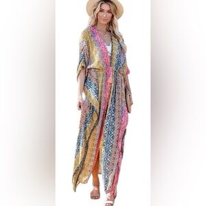 NWOT Unbranded Multicolor Bohemian Kimono